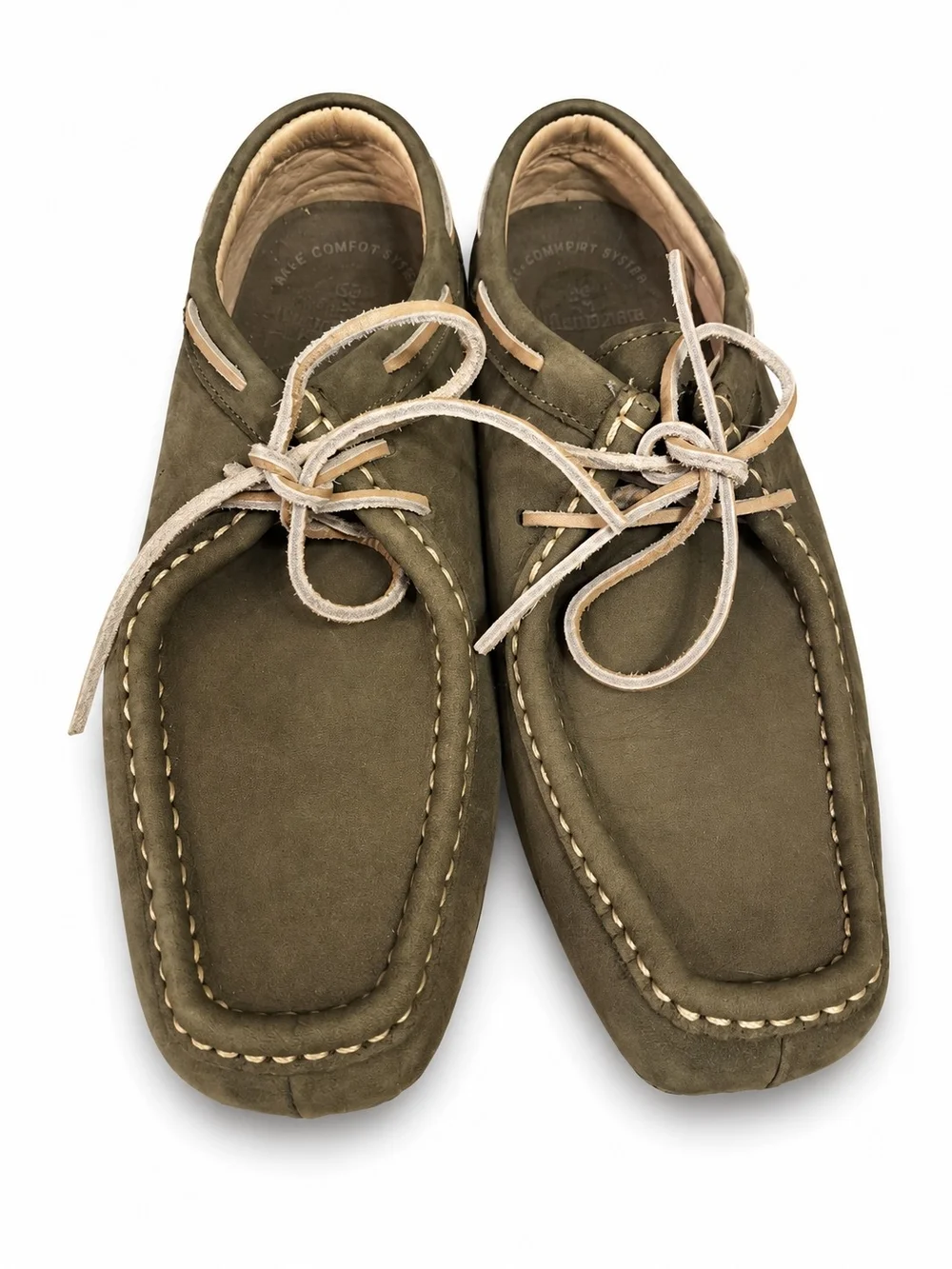 Sperry Olive Suede Moccasin Boat Shoes with Tan Laces Size 7.5